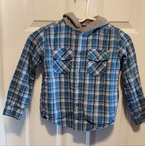 L.L. Bean Blue Plaid Hooded Jacket Boys 5/6